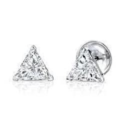 Coppia di orecchini da donna con diamante taglio trilliant da 1 carato. oro bianco 14K - harrychadent.it