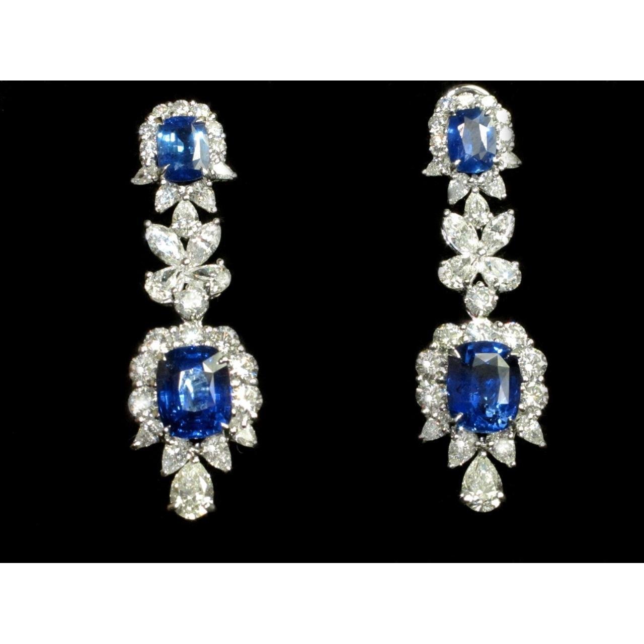 Coppia di orecchini pendenti con zaffiri di Ceylon da 30 carati e diamanti - harrychadent.it