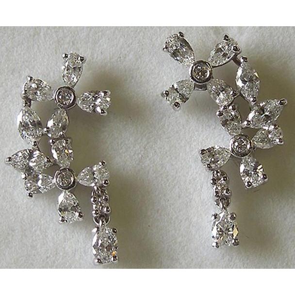 Coppia di orecchini pendenti da donna con lampadario a forma di pera e diamanti rotondi da 2.50 carati - harrychadent.it