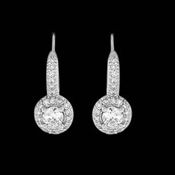 Coppia di orecchini pendenti in oro bianco 14 carati con diamanti da 2 ct