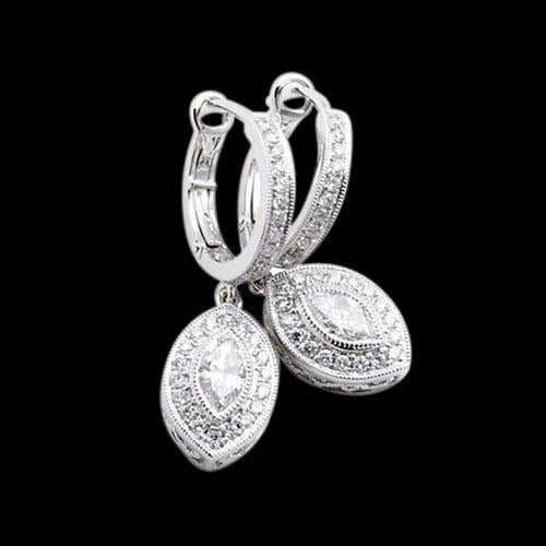 Coppia di orecchini pendenti in oro bianco con diamanti 3 carati Nuovo - harrychadent.it