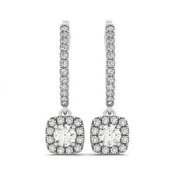 Coppia di orecchini pendenti pendenti con diamanti rotondi da 3 carati bianco 14K