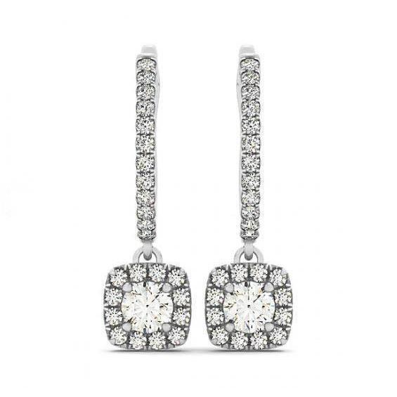 Coppia di orecchini pendenti pendenti con diamanti rotondi da 3 carati bianco 14K - harrychadent.it