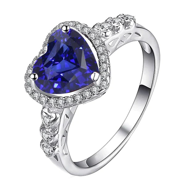 Cuore Taglio Zaffiro Anello Di Fidanzamento