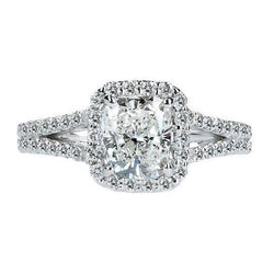 Cuscino Halo Diamond Royal anello di fidanzamento 2.75 carati oro bianco 14K