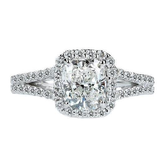 Cuscino Halo Diamond Royal anello di fidanzamento 2.75 carati oro bianco 14K - harrychadent.it