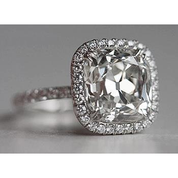 Cuscino Old Miner Diamond Halo Anello di fidanzamento in oro bianco 1,50 ct 14K - harrychadent.it