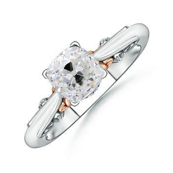 Cuscino Solitario Anello Diamante Vecchio Minatore 1.50 Carati Filigrana Bicolore - harrychadent.it