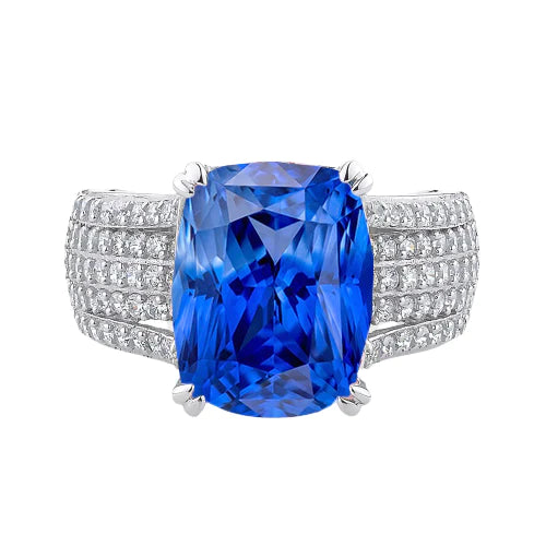 Cuscino Taglio Zaffiro Anello