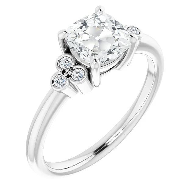 Cuscino Vecchio anello nuziale europeo con diamanti con accenti 6 carati - harrychadent.it