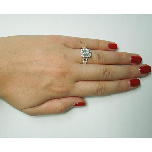 Cuscino anello di fidanzamento con diamante reale. oro bianco 14 carati. 2.75 carati - harrychadent.it