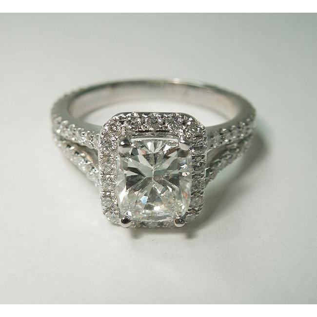 Cuscino anello di fidanzamento con diamante reale. oro bianco 14 carati. 2.75 carati - harrychadent.it
