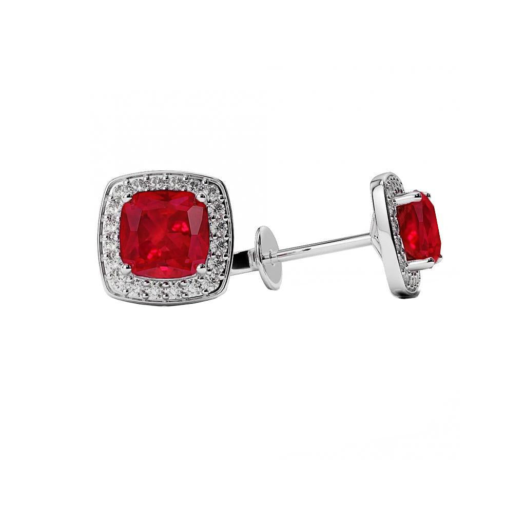 Cuscino da 4.50 Carati Rubino E Diamante Donna Borchie Halo - harrychadent.it