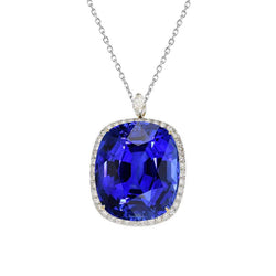 Cuscino pendente Halo Zaffiro blu naturale e diamante 6,50 carati