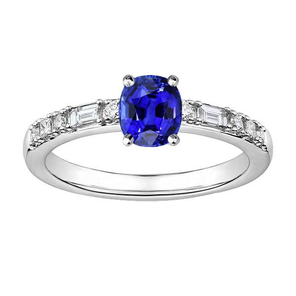 Cuscino per anello baguette e diamante rotondo Zaffiro di Ceylon 2.50 carati - harrychadent.it
