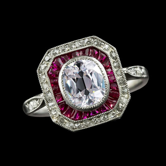 Cuscino per anello con doppio alone Vecchio minatore Diamante Zaffiro rosa 5 carati - harrychadent.it