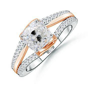 Cuscino per anello da donna da 2.50 carati con diamante a taglio antico. gambo diviso. due toni - harrychadent.it