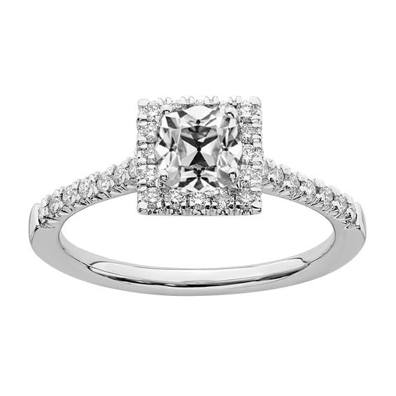 Cuscino per anello di fidanzamento Halo Vecchio minatore Diamante 4,50 carati Oro 14K - harrychadent.it