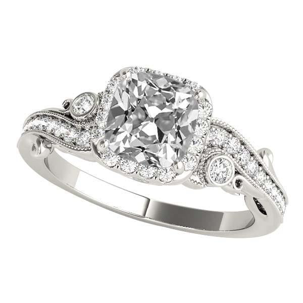 Cuscino per anello di fidanzamento Halo vecchio minatore Diamante 8 carati Milgrain Shank - harrychadent.it