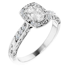 Cuscino per anello di fidanzamento con alone in stile vintage Diamante vecchio taglio 3,25 carati