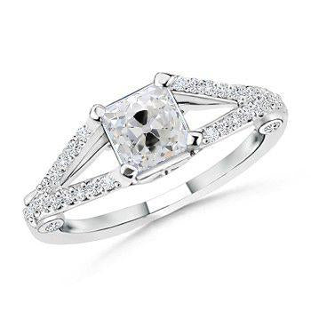 Cuscino per anello di fidanzamento da 2.50 carati con gambo diviso in oro con diamante taglio antico - harrychadent.it