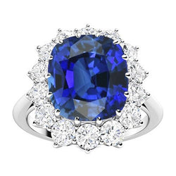 Cuscino per fede nuziale Halo Zaffiro blu 6 carati con diamanti stile fiore