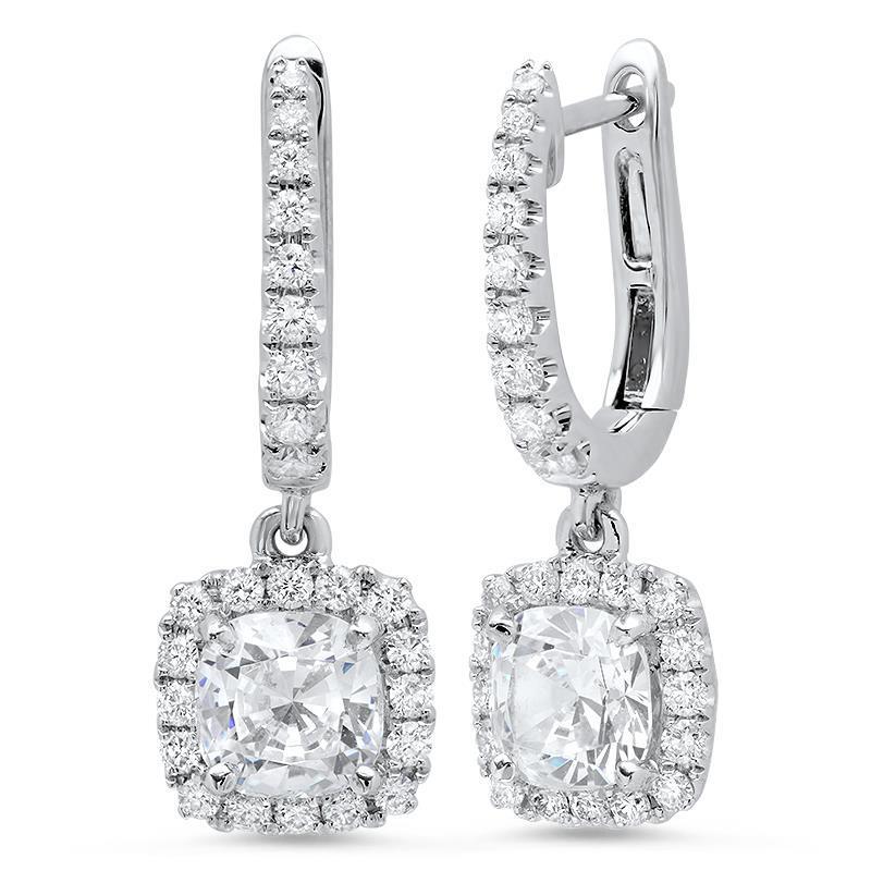 Cuscino per gioielli da 3.50 carati e orecchino pendente con diamante rotondo Halo - harrychadent.it