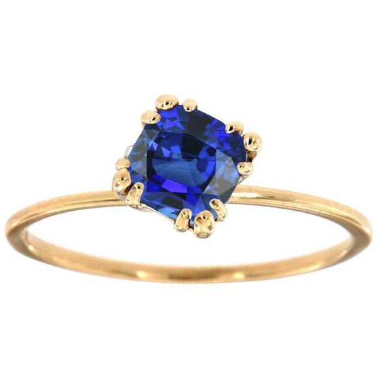 Cuscino solitario da donna Anello con zaffiro blu 2.50 carati a tripla punta - harrychadent.it
