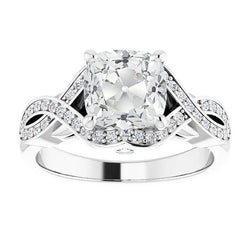 Cuscino vecchio minatore Diamante Ring Infinity Style gambo diviso 6,75 carati
