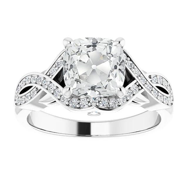 Cuscino vecchio minatore Diamante Ring Infinity Style gambo diviso 6,75 carati - harrychadent.it