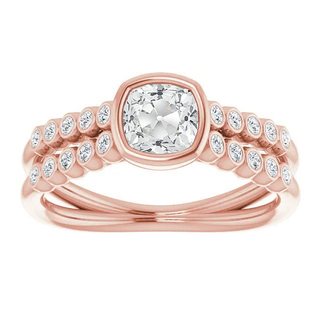 Cuscino vecchio minatore Diamante Wedding Ring Bezel Set 4,25 carati - harrychadent.it