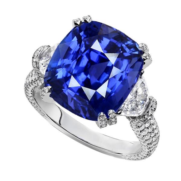Cuscino zaffiro gemma anello 3 gioielli stile pietra 7 carati oro 14k - harrychadent.it