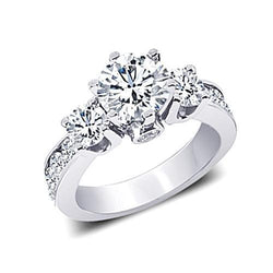 Diamante 3.10 carati tre pietre stile anello gioielli in oro bianco 14k