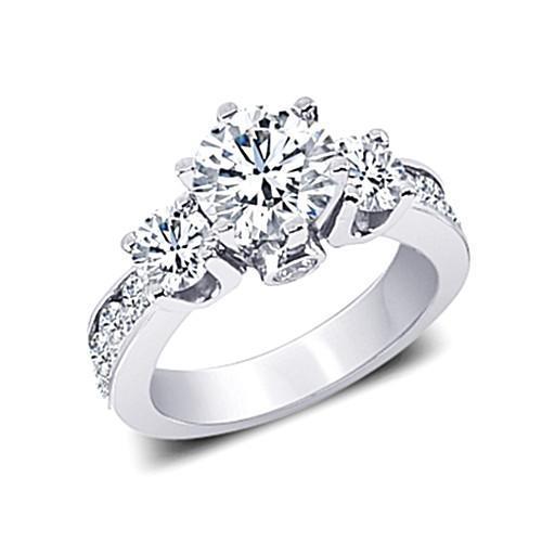 Diamante 3.10 carati tre pietre stile anello gioielli in oro bianco 14k - harrychadent.it