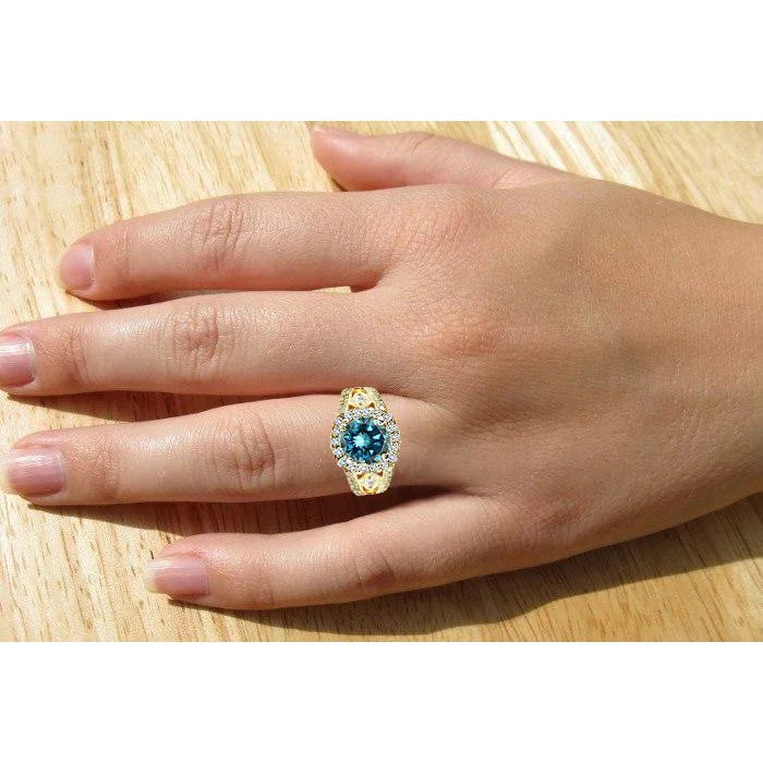 Diamante Blu Anello Cocktail