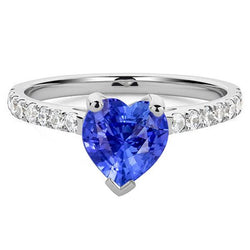 Diamante Fidanzamento Srilanka Zaffiro Anello Capesante Set Accenti 3 Carati
