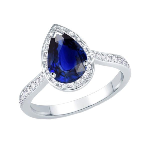 Diamante Halo Anello Pera Ceylon Zaffiro Accentato Gioielli In Oro 4 Carati - harrychadent.it