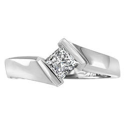 Diamante a taglio princess da 1,50 ct con anello di fidanzamento solitario in oro bianco 14 carati