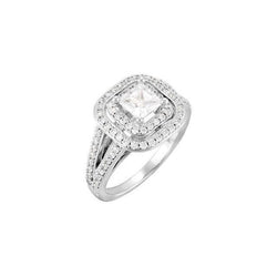 Diamante centrale da 2,32 carati con anello anniversario di matrimonio in oro bianco 14 carati
