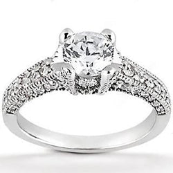 Diamante da 1,70 ct con anello di fidanzamento in oro bianco 14 carati con accenti
