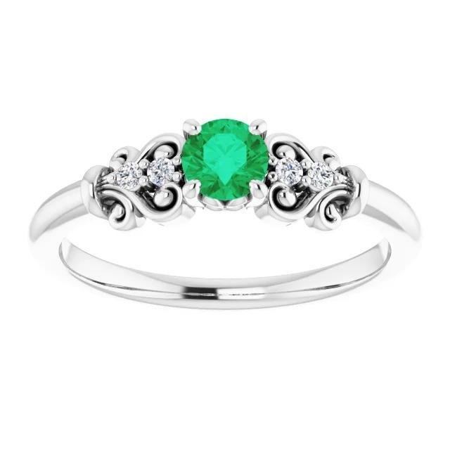 Diamante rotondo verde smeraldo anello 1.40 carati oro bianco 14k gioielli - harrychadent.it
