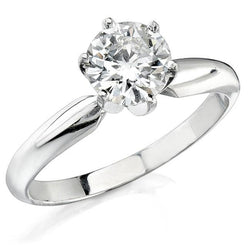 Diamante solitario a taglio rotondo da 1 carato con anello per l'anniversario di matrimonio in oro bianco 14 carati