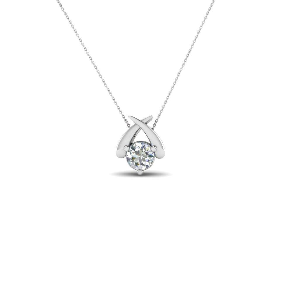 Diamante solitario a taglio rotondo da 1 carato con collana con ciondolo in oro bianco 14 carati - harrychadent.it