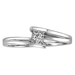 Diamante solitario da 1 carati taglio Princess con anello di fidanzamento in oro bianco 14 carati