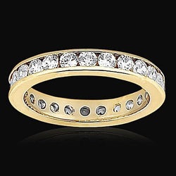 Diamanti rotondi 1.68 ct. Fascia di fidanzamento per l'eternità in oro giallo