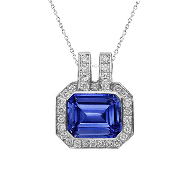 Diamond Halo Emerald Gemstone Pendant Double Bail 4.25 Carats Jewelry - harrychadent.it