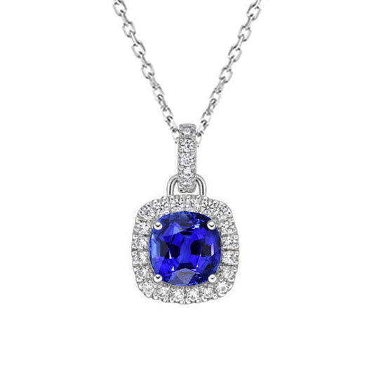 Diamond Halo Pendant Cushion Gemstone Gioielli da donna in oro 3,75 carati - harrychadent.it