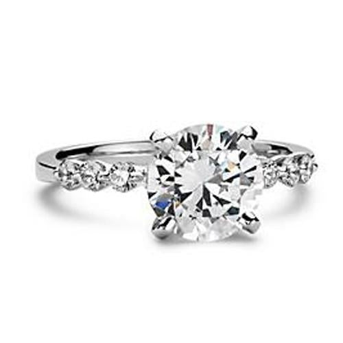 Enorme anello di diamanti rotondi con accenti di gioielli da 3.91 ct. Oro bianco 14K - harrychadent.it