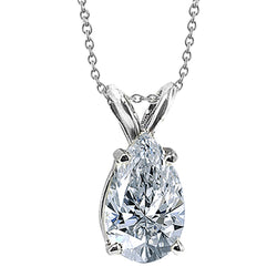 Enorme collana pendente con diamanti taglio pera 4 carati in oro bianco 14 carati