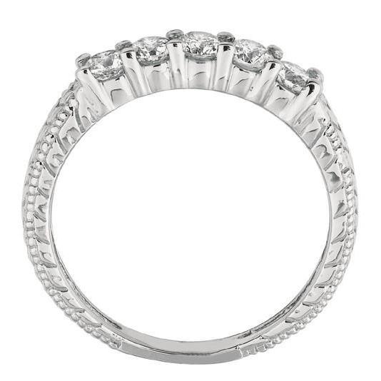 Fascia dell'eternità con diamanti rotondi 0.50 carati stile vintage oro bianco 14K - harrychadent.it